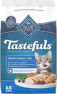 Blue Buffalo Tastefuls Natural Dry Food for Adult Indoor Cats, Chicken & Brown Rice Recipe, 15-lb Bag