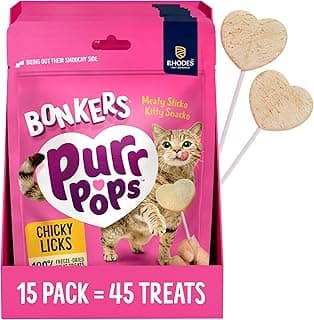Bonkers Purrpops Freeze-Dried Chicken Flavored Lollipop Treats for Cats, 15 Pack