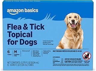 Amazon Basics Preventative Flea and Tick Topical Treatment for Medium Dogs (23-44 lbs), Up to 30 Days Protection, Fast Acting, 6 Counts, Packaging May Vary