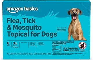 Amazon Basics Preventative Flea, Tick & Mosquito Topical Treatment for X-Large Dogs (Over 55 pounds), Kills Fleas, Long-Lasting, 6 Count, Packaging May Vary