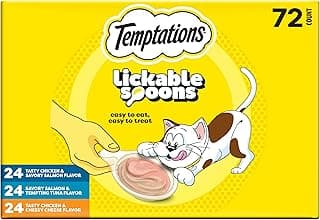 Temptations Lickable Spoons, Soft Lickable Cat Treats, Adult Wet Cat Treats, Variety Pack, 72 Spoons