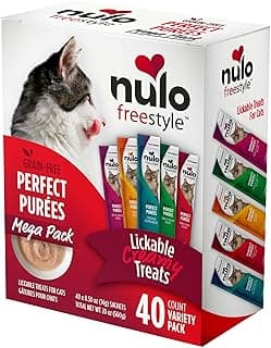 Nulo Freestyle Lickable Cat Treats - Perfect Purées Variety Pack, Squeezable Grain-Free Wet Cat Food Topper, High Moisture for Hydration, 40 x 0.5oz
