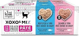 I&Love&You XOXOs Mix Pate Wet Cat Food, Variety Pack, Grain Free, Artificial Preservatives Free, 36 Ounces,(12 x 3 Ounce)