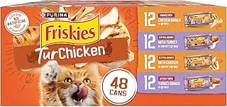 Purina Friskies TurChicken Turkey and Chicken Wet Cat Food Variety Pack with Meaty Bits, Prime Filets, and Extra Gravy, 48 ct.