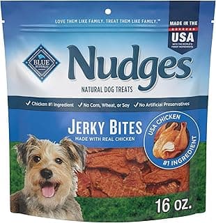 Blue Buffalo Nudges Jerky Bites Dog Treats, Made in the USA with Natural Ingredients, Bite-Sized Pieces, Chicken, 16-oz Bag
