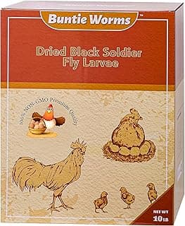 BUNTIE WORMS Dried Black Soldier Fly Larvae 10LB, 100% Natural Non-GMO, No Additives, Treat for Chickens, Reptiles and Birds, More Calcium Than Mealworms