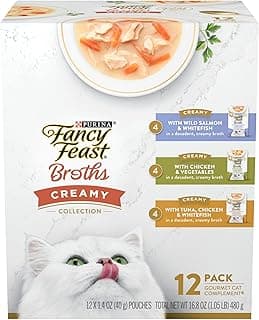 Purina Fancy Feast Lickable Broth Topper Complement Creamy Wet Cat Food Variety Pack - (Pack of 12) 1.4 oz. Pouches