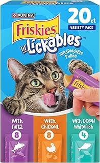 Purina Friskies Lil’ Lickables with Chicken, with Tuna or with Ocean Whitefish Variety Pack Lickable Cat Treats - 10 oz. (Pack of 20)