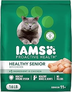IAMS Proactive Health Senior Dry Cat Food Cat Food Dry Chicken Recipe, Real Chicken in Every Bite, 16 lb. Bag