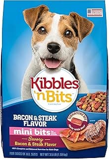 Kibbles 'n Bits Mini Bits Small Breed Dry Dog Food, Savory Bacon & Steak Flavor for Adult Dogs, 3.5 lb. Bag