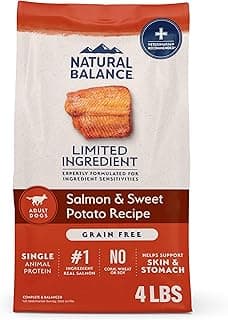 Natural Balance Limited Ingredient Adult Dry Dog Food - Balanced Nutrition for Adult Dogs - Grain-Free, Soy-Free Recipe - Limited Ingredient Formula - 4 lb - Salmon & Sweet Potato Recipe