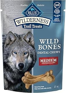 Blue Buffalo Wilderness Wild Bones Grain-Free Dental Chews Dog Treats, Medium, 27-oz Bag