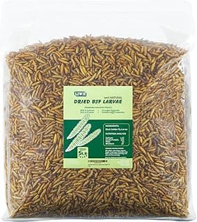 5LB Dried Black Soldier Fly Larvae, 86X Calcium Than Dried Mealworms, High Protein Non-GMO Organic Chicken Feed Reptile & Amphibian Food