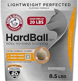 ARM & HAMMER Hardball Lightweight Platinum Multi-Cat Clumping Cat Litter Odor Control, Easy No-Mess Scooping, Garden Bloom Scent, 8.5 Lbs.