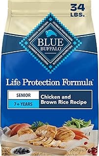 Blue Buffalo Life Protection Formula Chicken & Brown Rice Senior Dry Dog Food, Supports Immunity With Antioxidant-Rich LifeSource Bits, Promotes Healthy Muscle Development, Skin & Coat Health, 34 lbs.