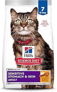 Hill's Science Diet Adult Sensitive Stomach & Skin Dry Cat Food, Chicken & Rice, 7 lb. Bag (Updated Formula)