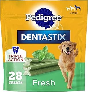 Pedigree Dentastix Dog Dental Treats, Large Breed Dog Treats, Fresh Flavor, 1.46 lb. Bag (28 Treats Total)