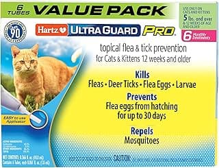 Hartz UltraGuard Pro Topical Flea & Tick Prevention for Cats & Kittens, Over 5 lbs 6 Monthly Treatments