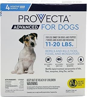 Provecta® Advanced for Medium Dogs (11–20 lbs) Flea and Tick Topical Treatment, 4-Month Supply