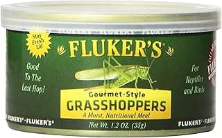 Fluker's Gourmet Canned Food for Reptiles, Fish, Birds and Small Animals, Grass Hoppers 1.2 oz