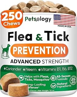 Flea and Tick Prevention for Dogs Pills - 250 Soft Chews - Natural Dog Flea & Tick Control - Oral Defense Treatment for Dogs Supplement - Vet Formulated Chews - All Breeds & Ages - Made in USA