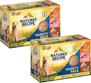 Nature’s Recipe Chicken, Salmon and Turkey Recipes Variety Pack Wet Dog Food, 12-2.75 oz. Cups, 2 Count