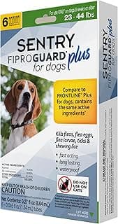 Sentry Fiproguard Plus for Dogs, Flea and Tick Prevention for Dogs (23-44 Pounds), Includes 6 Month Supply of Topical Flea Treatments