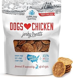 Farmland Traditions Dogs Love Chicken Jerky Dog Treats with Only 3 Ingredients and No Fillers, 2 Pound (Pack of 1) Bag.