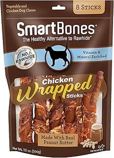 SmartBones Chicken-Wrapped Sticks, Treat Your Dog to a Rawhide-Free Chew Made With Real Chicken and Peanut Butter, 7 Ounce (Pack of 1)