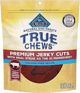 Blue Buffalo True Chews Premium Jerky Cuts Dog Treats, Made in The USA with Natural Ingredients, Beef, 30-oz Bag