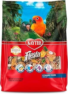 Kaytee Fiesta Conure Food, Nutritious and Fun Blend, Supports Skin, Feather, Digestion, Brain and Heart Health, 4.5 pounds