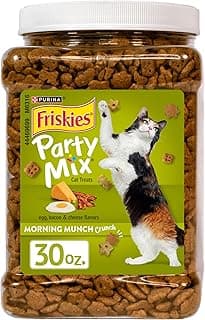 Purina Friskies Party Mix Morning Munch Crunch Egg, Bacon and Cheese Flavors Cat Treats - 30 oz Canister