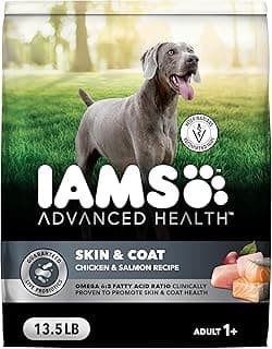IAMS Advanced Health Skin & Coat Dry Dog Food, Adult Dog Food Dry Chicken and Salmon Recipe, 13.5 lb. Bag
