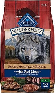 Blue Buffalo Wilderness Rocky Mountain High-Protein Adult Dry Dog Food Wholesome Grains Red Meat, 24lb. Bag