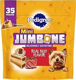 Pedigree Mini Jumbone Small Dog Treats, Dog Bone Like Shell with Beef Flavor, 35 Treats (Pack of 1)