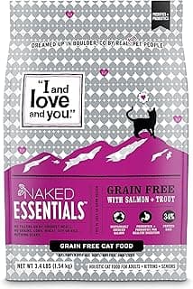 I and love and you Naked Essentials Dry Cat Food - Salmon + Trout - Grain Free, Real Meat, No Fillers, Prebiotics + Probiotics, 3.4lb Bag