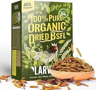 5LB Non-GMO Dried Black Soldier Fly Larvae for Chickens 45% Protein High Calcium Chicken Feed Alternative to Mealworms, Dried BSF Larvae Chicken Treats for Laying Hens Ducks Birds Reptiles