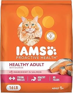 IAMS Proactive Health Dry Cat Food, Healthy Cat Food Dry Recipe for Adults, Salmon, 16 lb. Bag