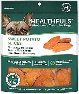 Healthfuls Sweet Potato Slices Healthy Dog Treats – Limited Ingredient, Grain Free, Made from Real Dried Sweet Potatoes, 16 oz