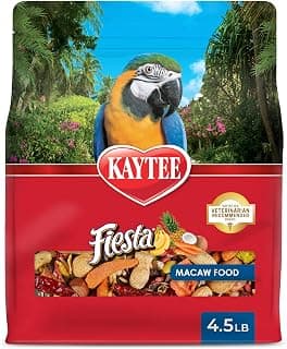 Kaytee Fiesta Macaw Food, Nutritious and Fun Blend, Supports Skin, Feather, Digestion, Brain and Heart Health, 4.5 pounds
