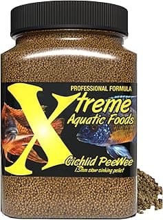 Xtreme Cichlid Peewee 1.5 mm Pellets - Proven Nutrition for Cichlids - Balanced Amino Acids, Boost Immune & Digestive Health, Color & Energy, Max Protein Freshwater Fish Food – USA Farm Grown (20oz)