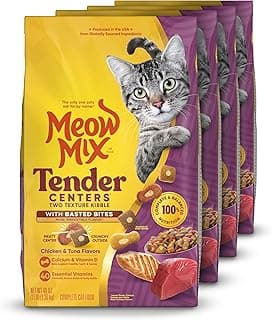 Meow Mix Tender Centers Dry Cat Food with Basted Bites, Chicken & Tuna Flavors, 3 Pound Bag (Case of 4)