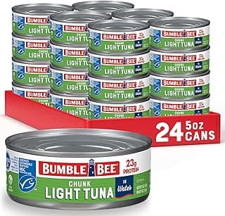 Bumble Bee Chunk Light Tuna In Water, 5 oz Cans (Pack of 24) - Wild Caught Skipjack Tuna - 23g Protein Per Serving - MSC Certified Sustainable Seafood, Non-GMO, Gluten Free, Kosher