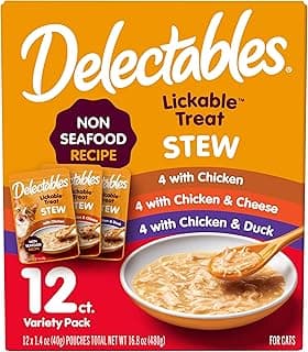 Delectables Non-Seafood Stew Lickable Wet Cat Treats, Variety Pack, 1.4 Ounce (Pack of 12)
