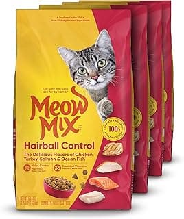 Meow Mix Hairball Control Dry Cat Food, 3.15 Pound Bag (Case of 4)