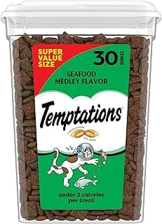 Temptations Cat Treats, Classic Crunchy and Soft Cat Treats, Seafood Medley Flavor, 30 oz. Tub
