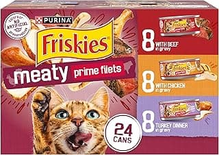 Purina Friskies Gravy Wet Cat Food Variety Pack, Prime Filets Meaty Favorites - (Pack of 24) 5.5 oz. Cans